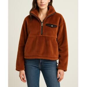 Blank NYC Burnt Orange Fuzzy Half-Zip Pullover Jacket Women’s XS